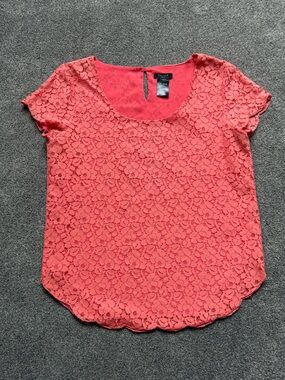 Talula Coral Lace Short Sleeve Top